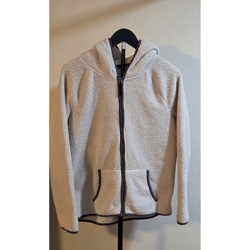 American Eagle Full Zip Up Jacket Women's Size Medium Cream Gray